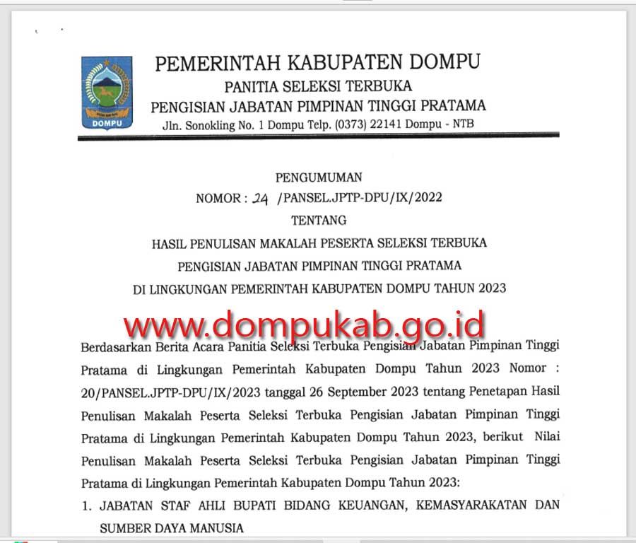 pengumuman no 14, hasil penulisan makalah